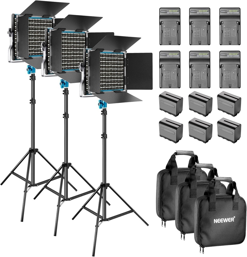 Kit de 3 projecteurs LED studio