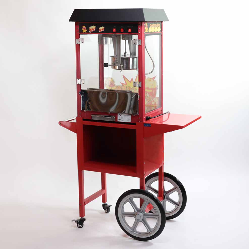 Chariot rouge pour machine à pop corn