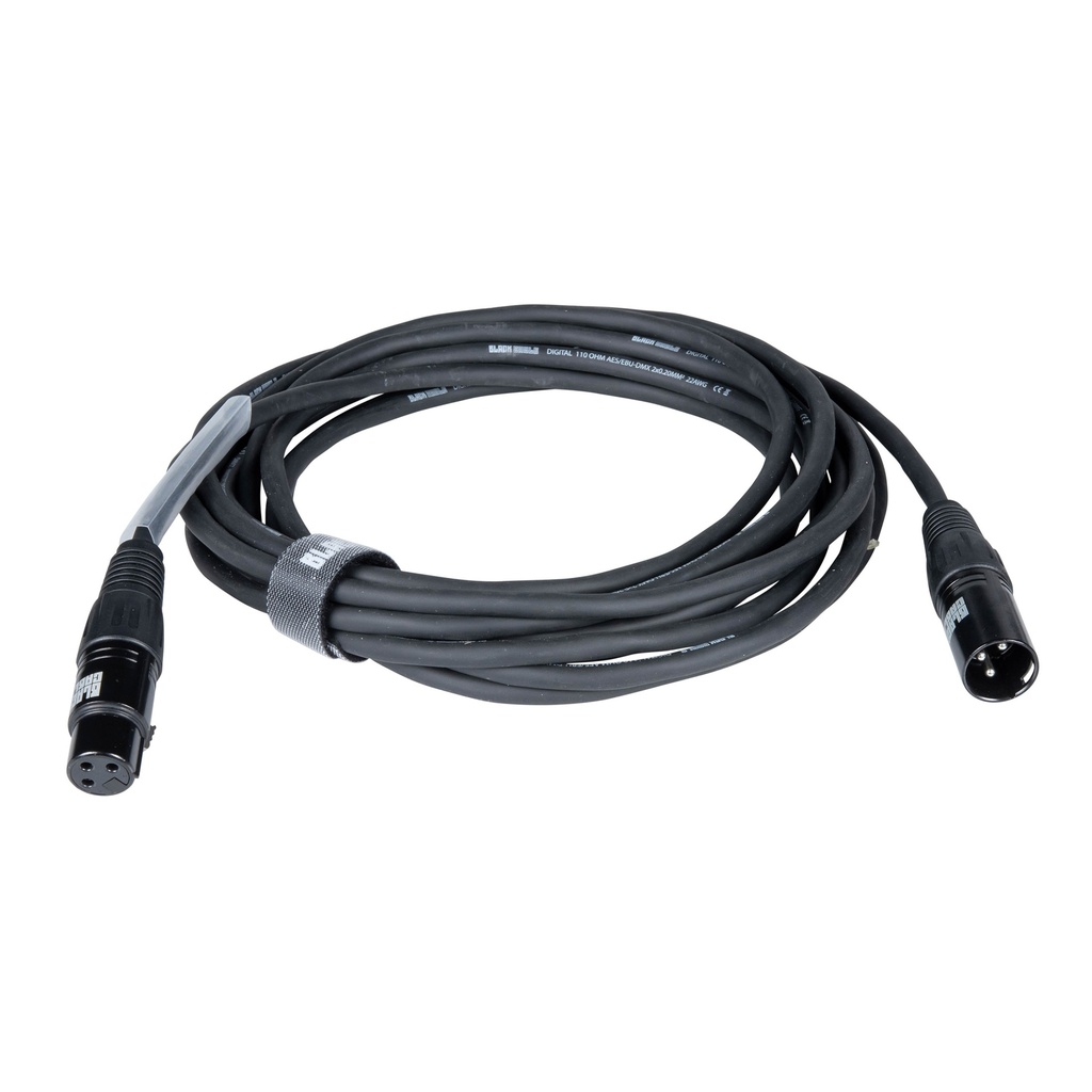 Cordon DMX 3 points mâle-femelle standard - Longueur 5m - BLACKCABLE